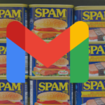 gmail devant des boîtes de pâté spam
